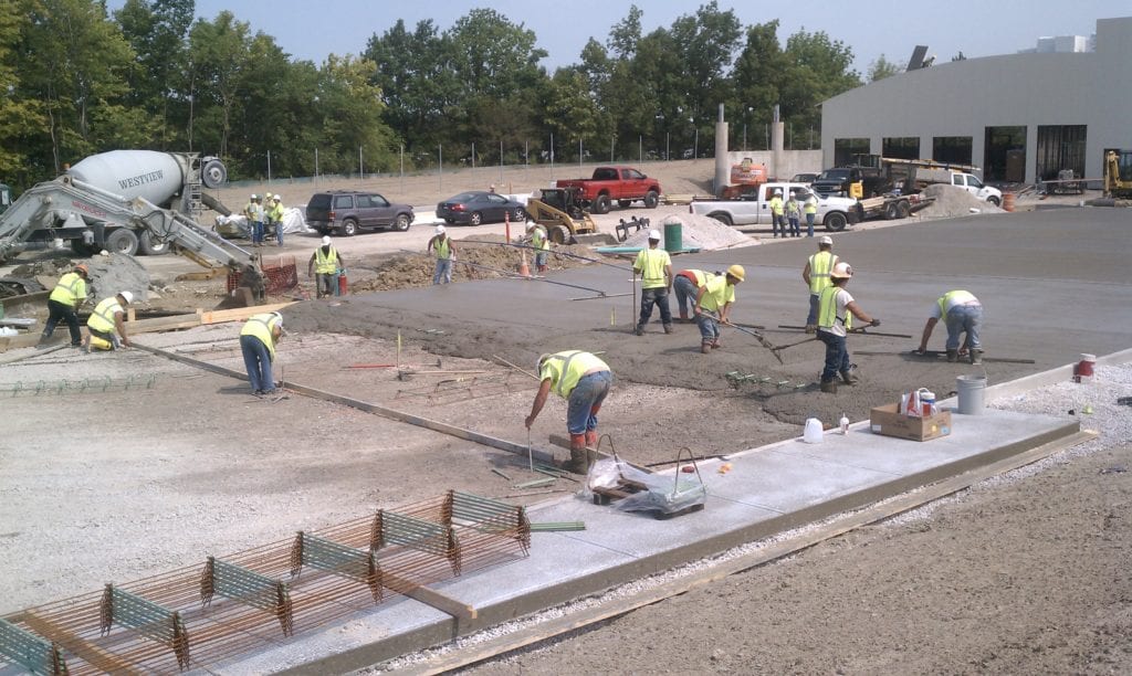 Concrete contractor Dayton, Toledo, Cleveland, Columbus Ohio, Pennsylvania, West Virginia we can save you time and money with our newest technology laser screed and riding power trowels.