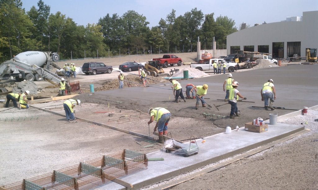 Concrete contractor Dayton, Toledo, Cleveland, Columbus Ohio, Pennsylvania, West Virginia we can save you time and money with our newest technology laser screed and riding power trowels.