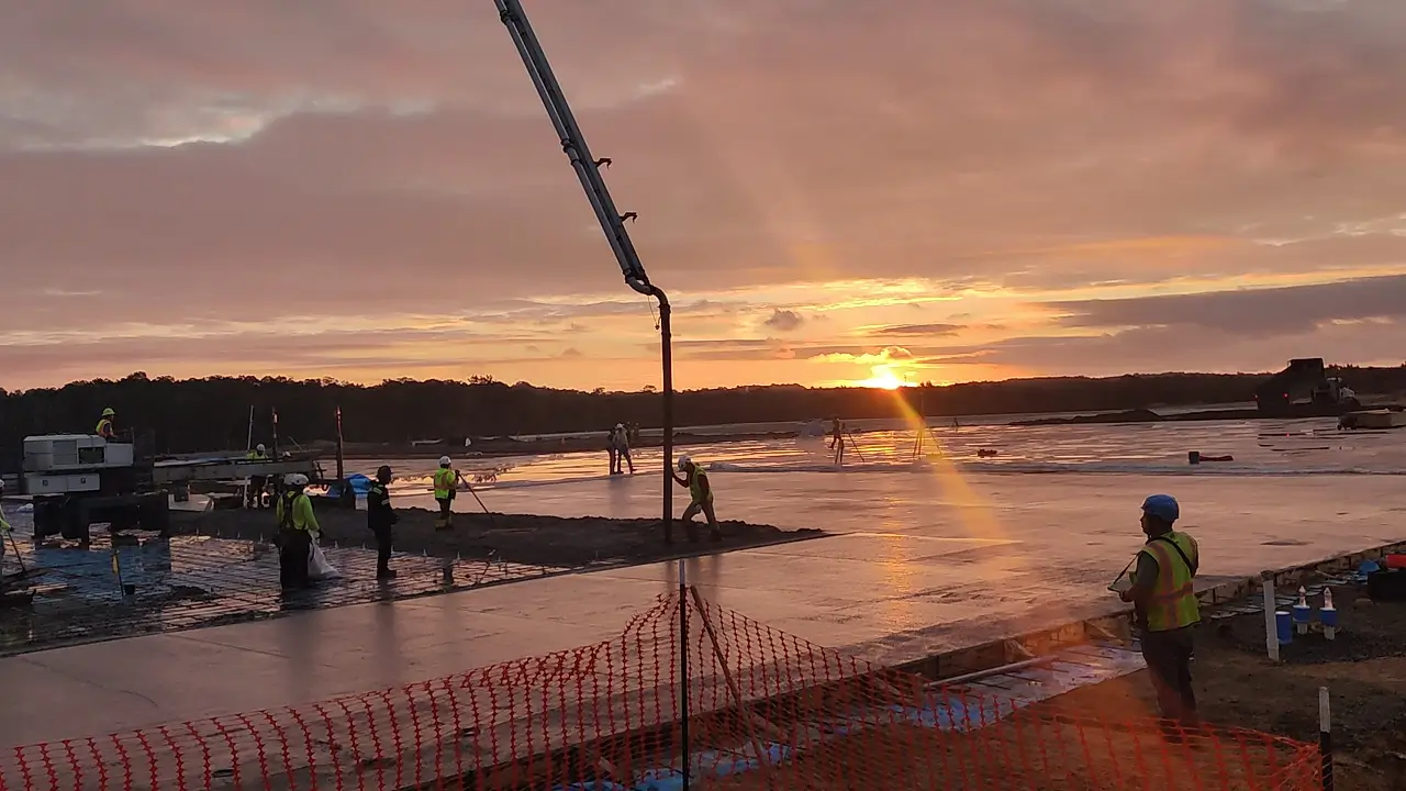 Amazon fulfillment center warehouse concrete floor placed by Yoder Laser Concrete in Maryland