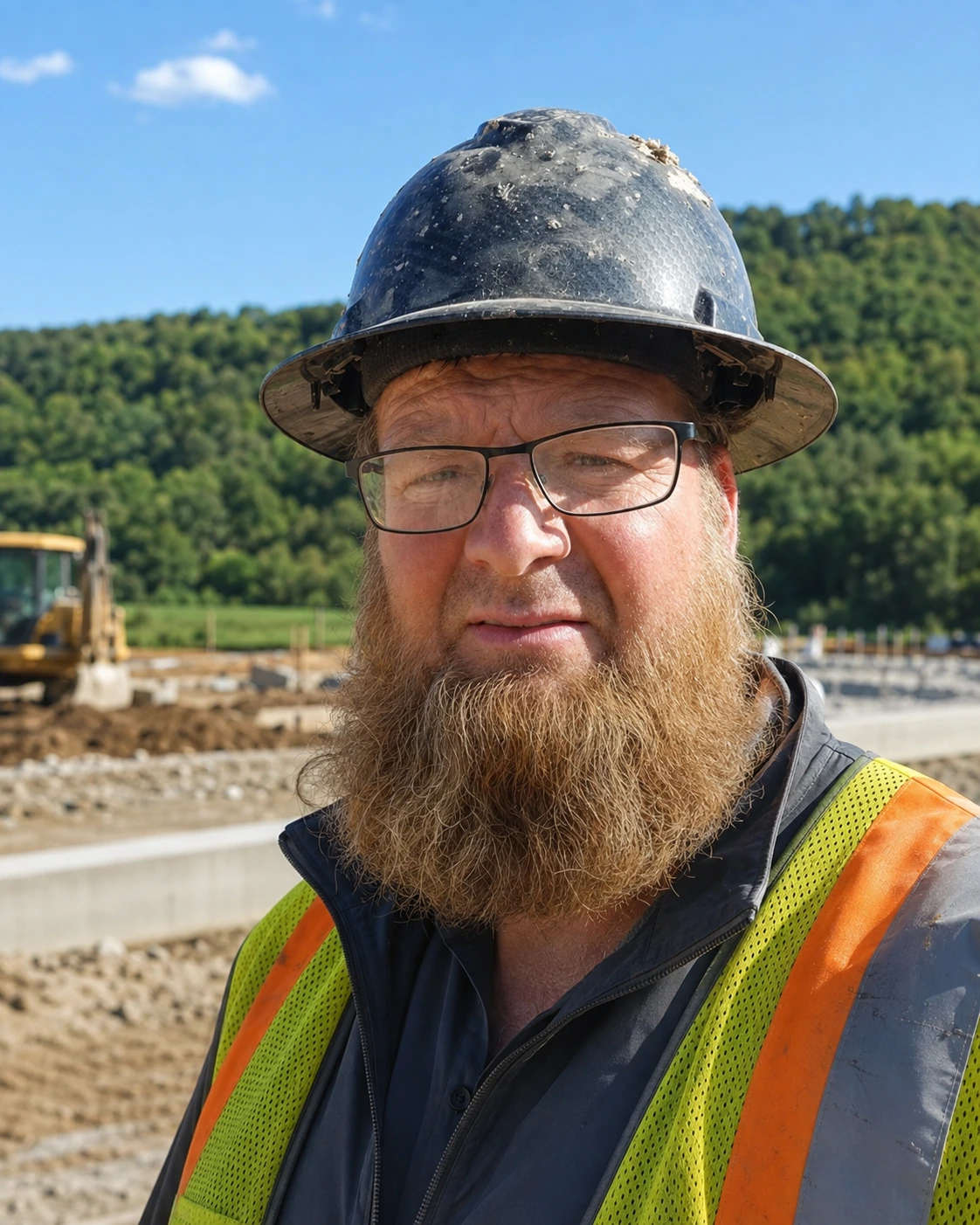 Daniel Yoder, founder and owner of Yoder Laser Concrete, on an active commercial jobsite in Ohio