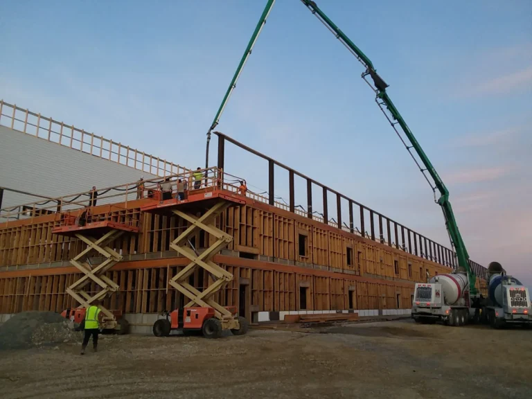 Wall forms on a multi-phase concrete package for a 10-acre high school campus in Ohio